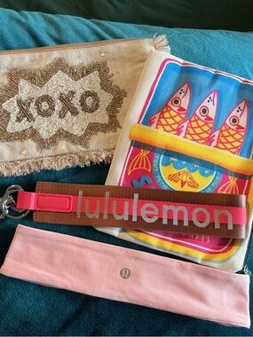 Fun Accessories Bundle 💖 Lululemon + Beaded Clutch + Sardines Pouch + Headband